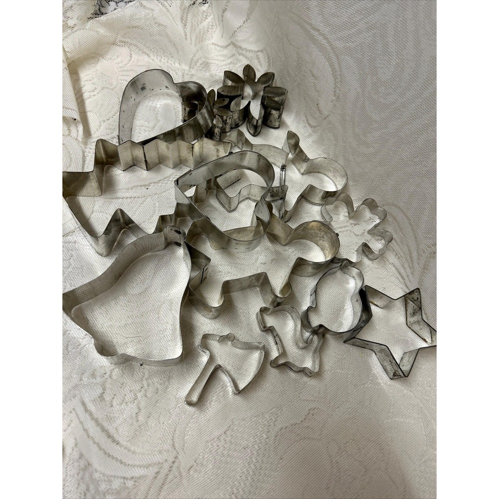 Lot of 13 Vintage Tin Cookie Cutters, Christmas Easter Everyday Ginger Bread